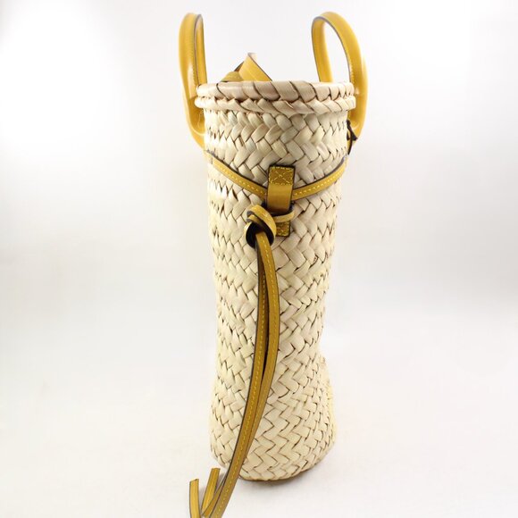NWT Isabel Marant Cadix Raffia Basket Bag with Leather Trim in Natural/Ochre - Picture 2 of 12